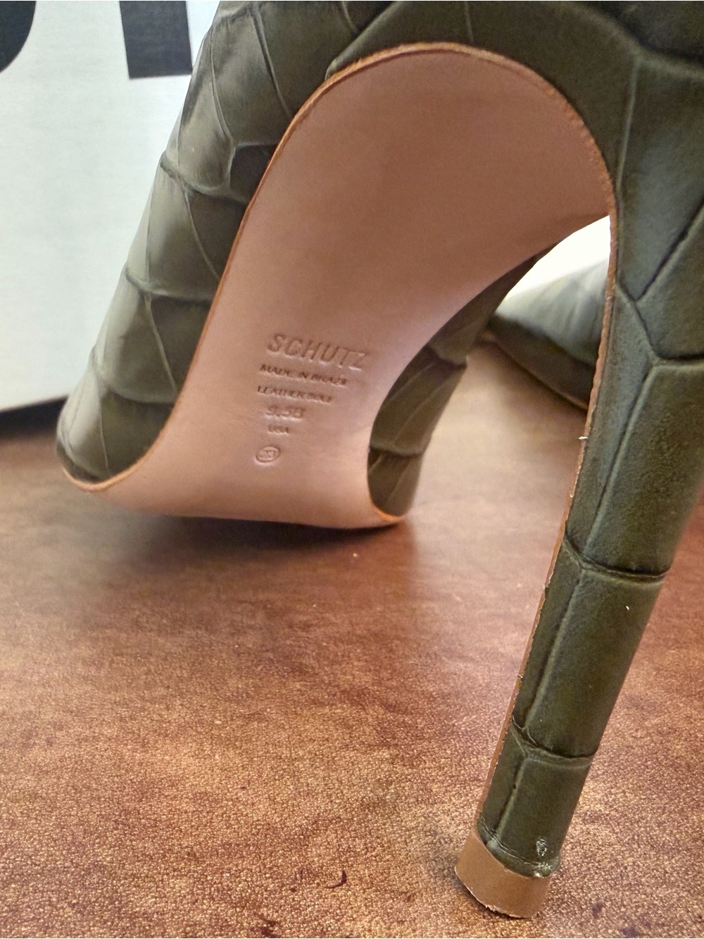 Schutz Maryana Croco Embossed Boot in Military Green - Sz 9.5 - Picture 7 of 14